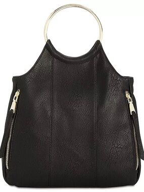 INC International Concepts Black Tote with Gold Ring Handles